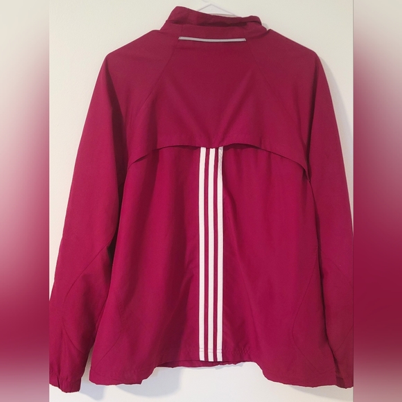 Adidas Women's XL Windbreaker Running Jacket | Pink and white/XLARGE - Picture 5 of 7